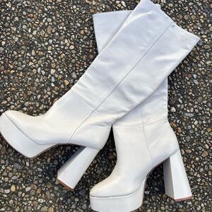 Larroude mega platform chunk heel 90’s y2K style spice girl knee boots BIBA 10